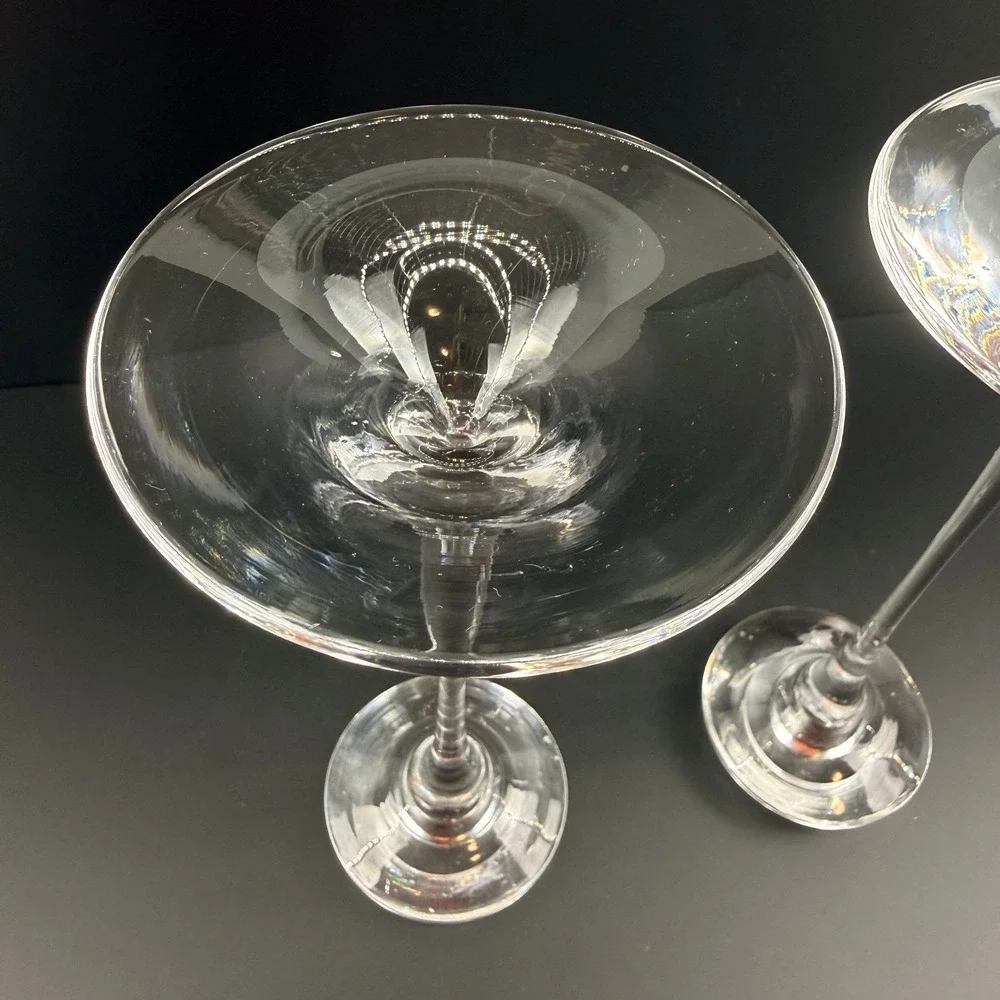 Kosta Boda Fanfare Crystal Candlesticks Pair Kjell Engman‎ Sweden